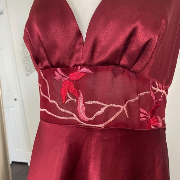 Vintage Dark Burgundy Red Whimsical Whimsygoth Ethereal Slip Dress M - Picture 3 of 8